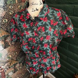 ModCloth Holly Print Holiday Top